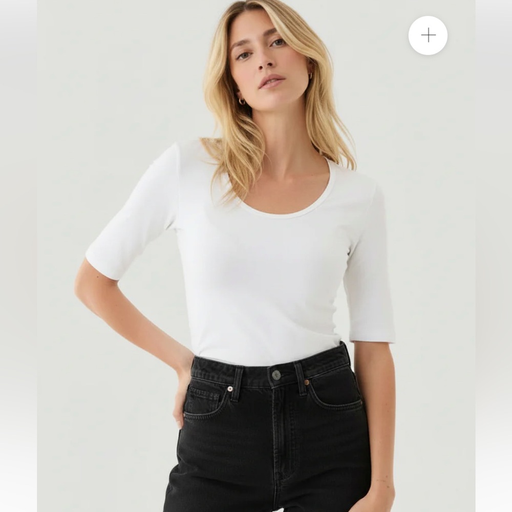 ALC white cotton stretch ballet scoop t-shirt